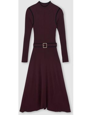 Reiss Burgundy & Colour-Block Rib-Knit Midi Dress - Purple