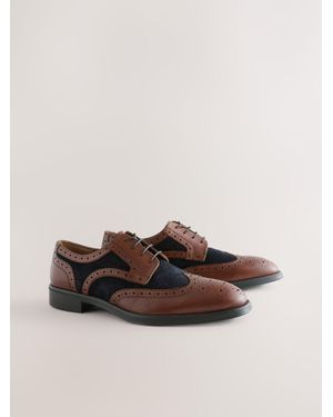 Next Tan Leather Brogue Shoes - Brown