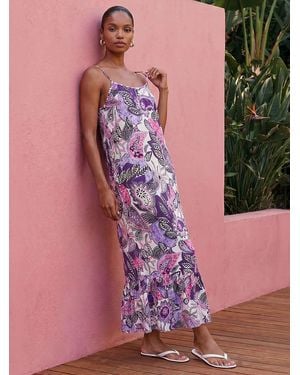 Roman Strappy Paisley Print Midi Dress - Pink