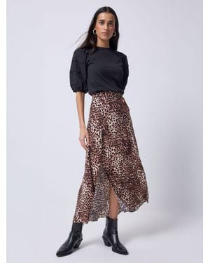 Scamp & Dude Leopard Ray Split Front Skirt - Natural