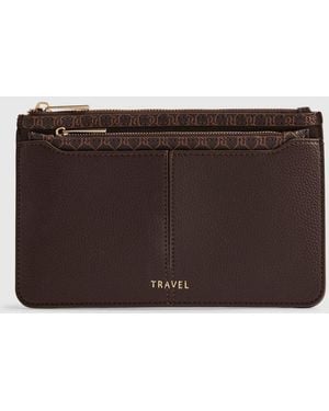 River Island Monogram Travel Wallet - Brown
