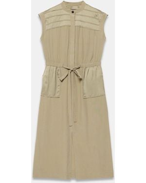 Mint Velvet Satin Utility Midi Dress - Natural