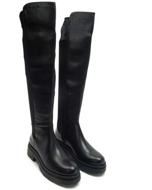 OFF THE HOOK Brixton Knee-High Leather Boots - Black