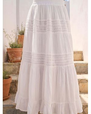 Roman Lace A Line Midi Skirt - Pink