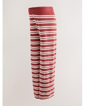 Next Rust Maternity Knitted Striped Pants - Red