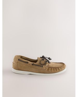 Next Signature Leather Boat Shoes - Natural