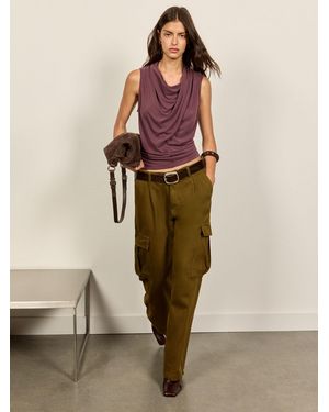 BHOEM Khaki Twisted Seam Wide Leg Cargo Pants - Natural