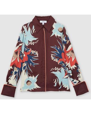Reiss Printed Button-Through Shirt - Red
