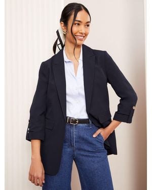 Friends Like These Edge To Edge Tailored Sleeve Detail Blazer - Blue