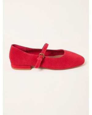 FatFace Fatface Suede Mary Jane Flat - Red