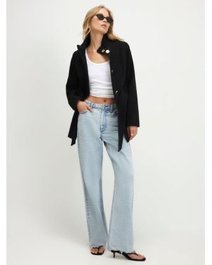 River Island Belted Short Wool Coat - Blue