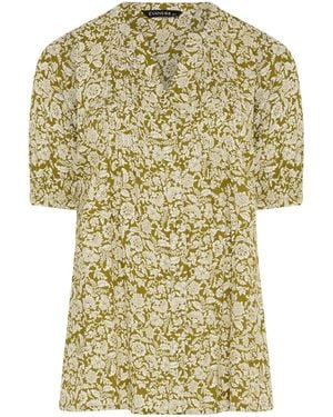 Evans Short Sleeve Pintuck Blouse - Yellow