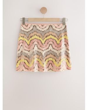 Next Wave Sequin Mini Skirt - Natural