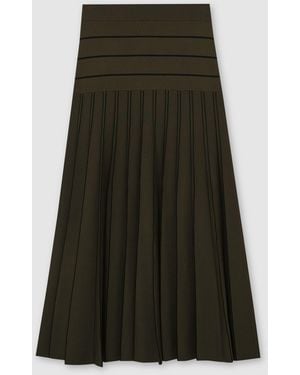 Reiss Alice Knitted Stripe Pleated Midi Skirt - Green