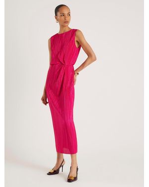 River Island Plisse Knot Side Midi Dress - Pink