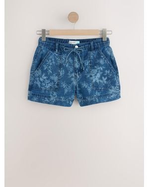 Next Pull-On Utility Denim Shorts - Blue