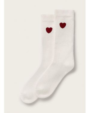 The White Company Heart Motif Detail Bed Socks With Cashmere - Natural