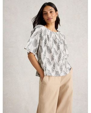 White Stuff Spruce Jacquard Top - Natural