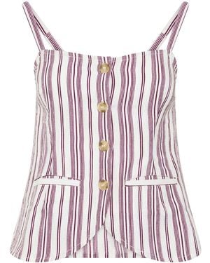 PixieGirl Petite Stripe Button Through Cami - Red