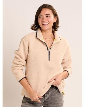 Brakeburn Wey Quarter Zip Sweatshirt - Natural