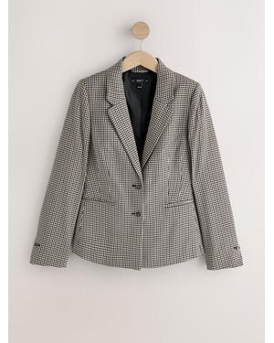 Next Neutral Dogtooth Cinched Single Breasted Blazer - Gray