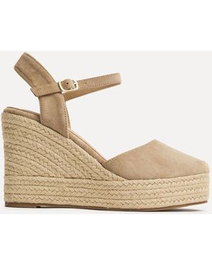 Linzi True Closed Toe Espadrille High Wedge - Natural