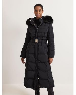 Phase Eight Dixie Langer Steppmanteleu 40 (Uk 12) - Schwarz