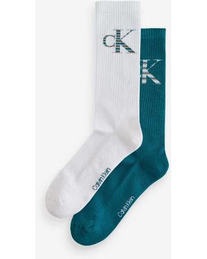 Calvin Klein Jeans Logo 2 Pack Socks - Blue