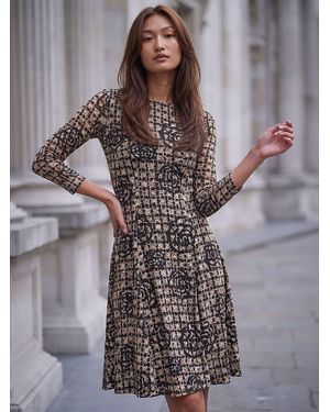 Roman Rose Burnout Lace Dress - Grey