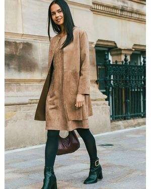 Roman Petite Premium Stretch Suede Shift Dress - Green