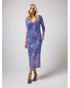Scamp & Dude Tigermoth Mesh Midi Dress - Blue