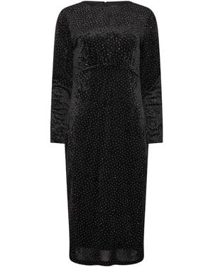 M Com Studded Velvet Gather Dress - Black