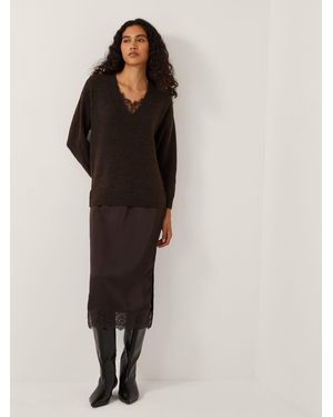 Monsoon Fay Sweater Slip Dress - Brown