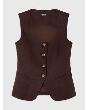 Whistles Linen Waistcoat - Brown