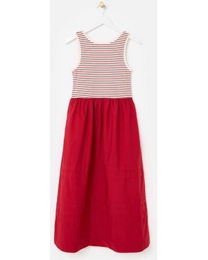 Oliver Bonas Cream Striped Sleeveless Midi Dress - Red
