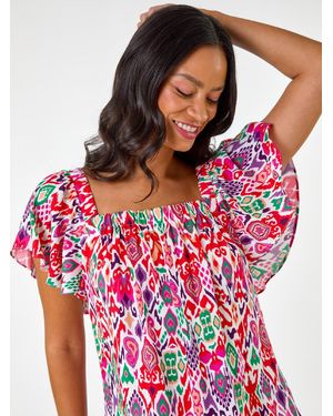 Roman Zig Zag Ruffle Shirt - Red