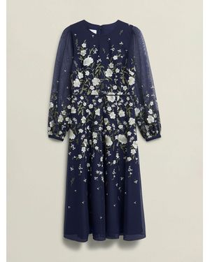 Hobbs Petite Lois Floral Embroidered Dress - Blue