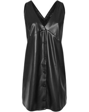 Yours Curve Pu Pinafore Dress - Black