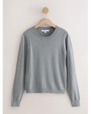 Next Cotton Rich Soft Touch Long Sleeve Crew Neck Sweater - Gray