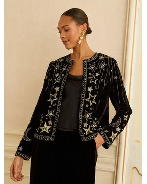 Love & Roses Embroidered Long Sleeve Jacket - Black