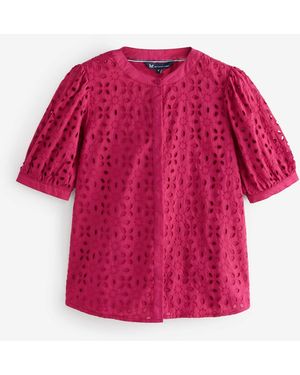 Crew Gabriella Broderie Blouse - Pink