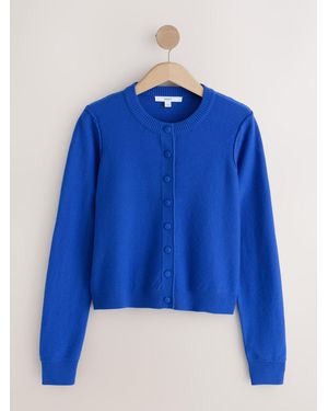 Next Cobalt Supersoft Crew Neck Long Sleeve Cardigan - Blue