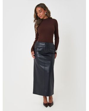 Threadbare Faux Leather Maxi Skirt - Blue