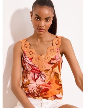 Lipsy Crochet Trim Detail Vest - Orange