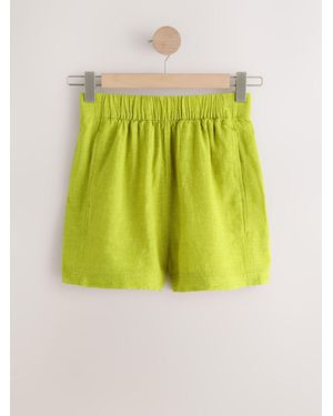 Next Linen Blend Shorts - Yellow
