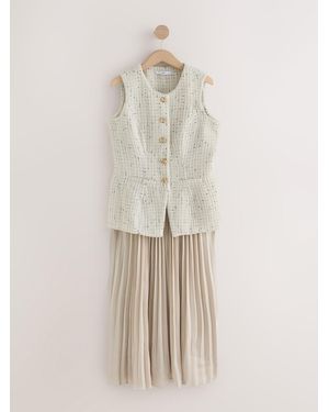 Next Occasion 2-In-1 Tweed Waistcoat Dress - Natural