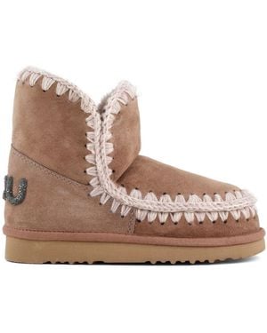 Mou Eskimo 18 Sheepskin Lined Suede Glitter Logo Boots - Brown