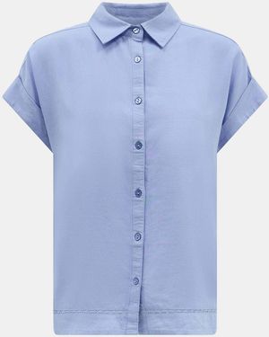 Accessorize Lace Trim Linen Shirt - Blue