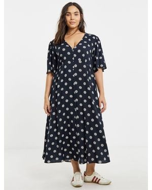 Simply Be Button Up Midi Dress - Blue