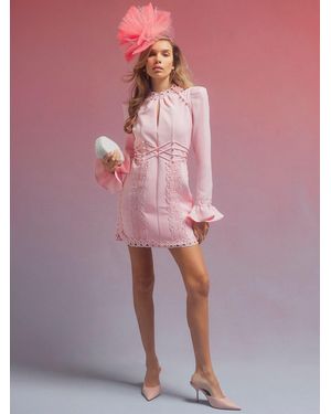 River Island Edwina Long Sleeve Lace Bodice Mini Dress - Pink